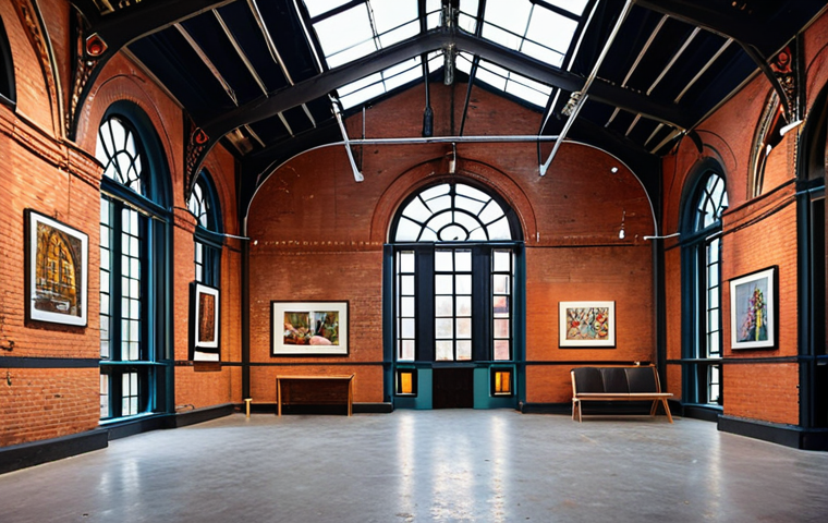 **Abandoned Brewery Transformation:** A revitalized brewery transformed into a vibrant cultural hub with art galleries, performance spaces, workshops, and cafes, preserving its historical red brick exterior while featuring modern interior design. Capture the blend of old and new, showcasing art exhibitions and community engagement.